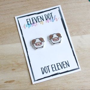 Chinese Zodiac Kawaii Goat Ram Stud Post Earrings